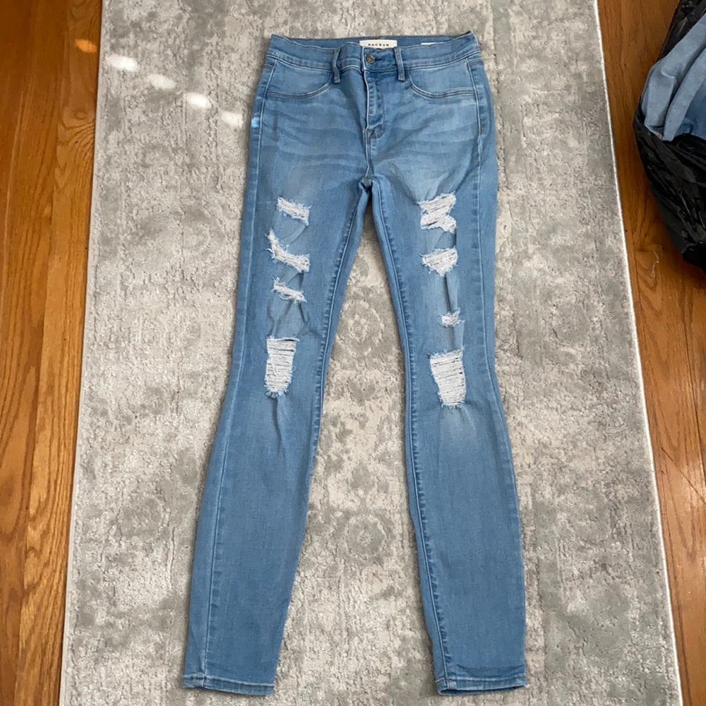PacSun Denim Super Stretchy High Rise Skinny Ripped Jeggings